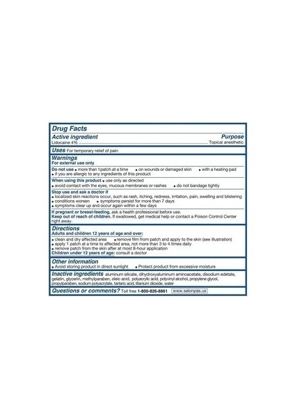 Lidocaine 4% Pain Relieving Gel Patch 6 Adet