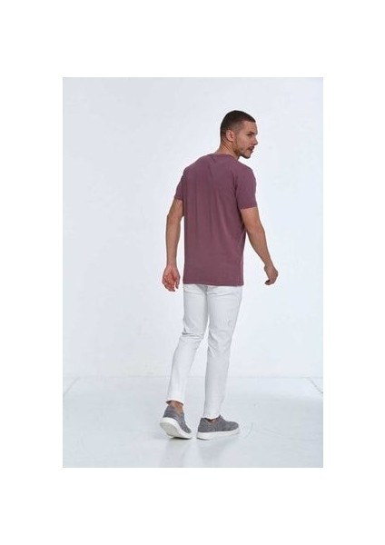 Kuş Tüyü Baskılı Pamuklu Erkek Tişört Plum fırsatları