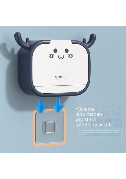 Sabun Kutusu Banyo Tuvalet Hiçbir Delme Flip-Top Çamaşır Sabunu Kutusu Duvara Asılı Kapalı Drenaj Sabun Saklama Kutusu (Yurt Dışından)