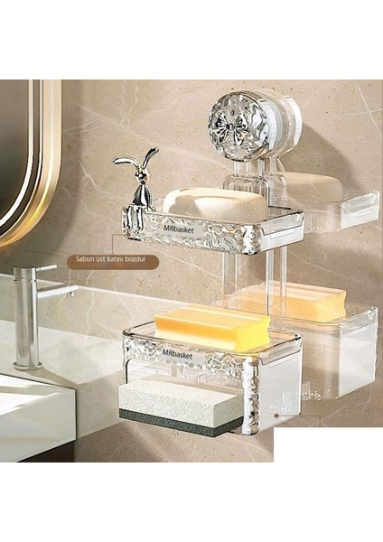 Vantuzlu Sabun Kutusu Duvara Monte Yumruksuz Ev Banyo Duvar Drenajı Sabun Kutusu (Yurt Dışından)