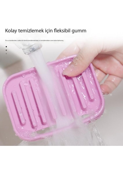 Kare Silikon Sabun Kutusu Ev Banyo Sabun Kutusu Basit Boşaltma Su Birikimi Yok Sabunluk (Yurt Dışından) modelleri