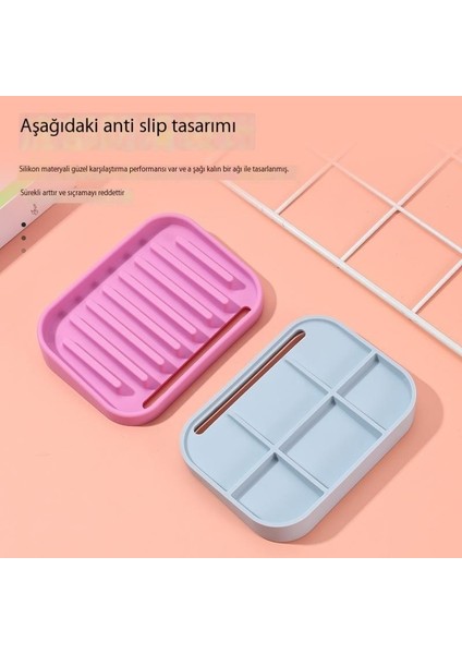 Kare Silikon Sabun Kutusu Ev Banyo Sabun Kutusu Basit Boşaltma Su Birikimi Yok Sabunluk (Yurt Dışından) indirimleri