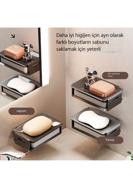 Banyo Yumruksuz Ev Sabunluğu Duvara Monte Uzay Alüminyum Banyo Rafı Sabun Drenaj Kutusu Duvara Monte (Yurt Dışından)