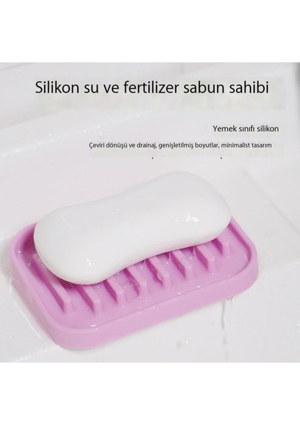 Kare Silikon Sabun Kutusu Ev Banyo Sabun Kutusu Basit Boşaltma Su Birikimi Yok Sabunluk (Yurt Dışından)