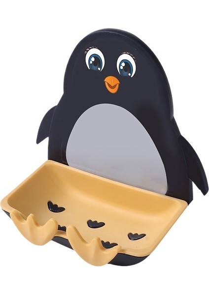 Penguen Sabun Kutusu Vantuz Duvara Monte Sabun Kutusu Rafı Sevimli Drenaj Banyo Yumruksuz Depolama Rafı Sabun Kutusu (Yurt Dışından)