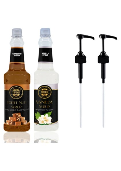 Kahve Kokteyl Şurubu Toffee Nut ve Vanilya ve Şurup Pompası Avantajlı 2li Paket