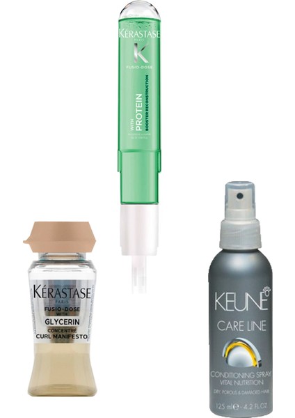 Kıvırcık Saç Bakım Kürü Booster 120 ml & Fusıo Dose 12 ml + Keune Saç Bakım Sprey 125ML