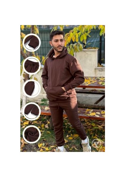 CMZ Collection Oversize Kahve 3 Iplik Siyah Eşofman Takımı