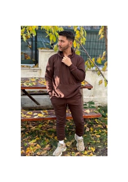 CMZ Collection Oversize Kahve 3 Iplik Siyah Eşofman Takımı