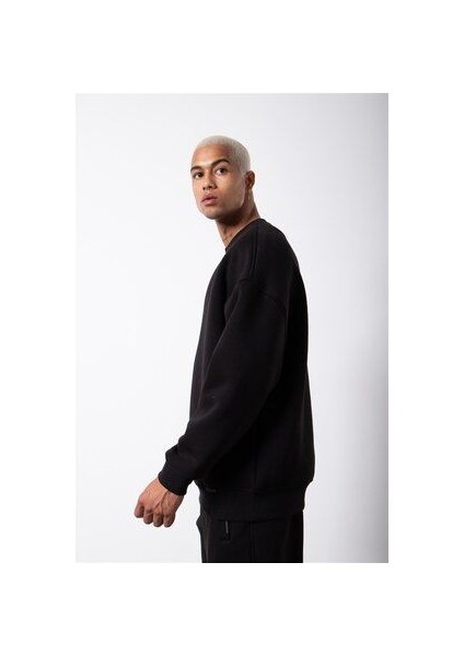 Erkek Bisiklet Yaka Oversized Sweatshirt