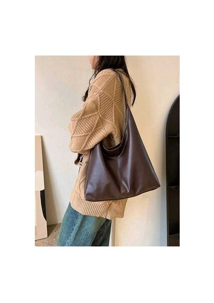 Kadın Kahve Omuz Çantası Kaliteli Işçilik ve Yumuşak Suni Deri indirimleri