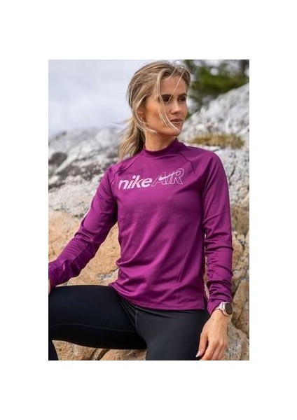 Dri-Fit Air Midlayerlong-Sleeve Standart Fit Mor Kadın Antreman Üstü
