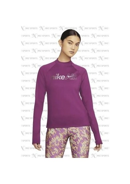 Dri-Fit Air Midlayerlong-Sleeve Standart Fit Mor Kadın Antreman Üstü