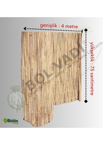 75 Cm X 400 Cm Misina İpli Doğal Bambu Kamış Çit Bahçe Çiti Hasır Çit Gölgelik