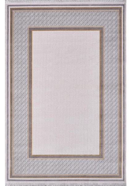 Mina 09099d Krem Gold Çerçeve Desen Bambu Halı