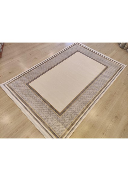 Mina 09099d Krem Gold Çerçeve Desen Bambu Halı modelleri