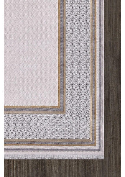 Mina 09099d Krem Gold Çerçeve Desen Bambu Halı