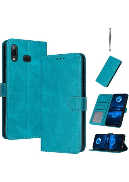 Samsung Galaxy A10S Saf Renk Pu Deri Toka ile Flip Case (Yurt Dışından)