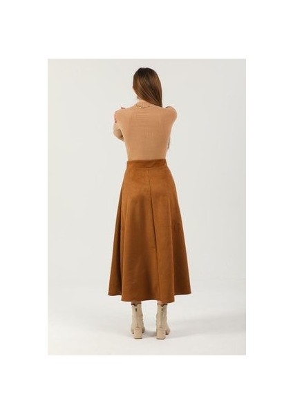 Kadın Taba Yüksek Bel Süet Mevlana Etek modelleri