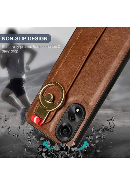 Oppo A78 4g Kolaylık Bilek Kayışı Premium Pu Deri Için Flip Case (Yurt Dışından) fiyatları
