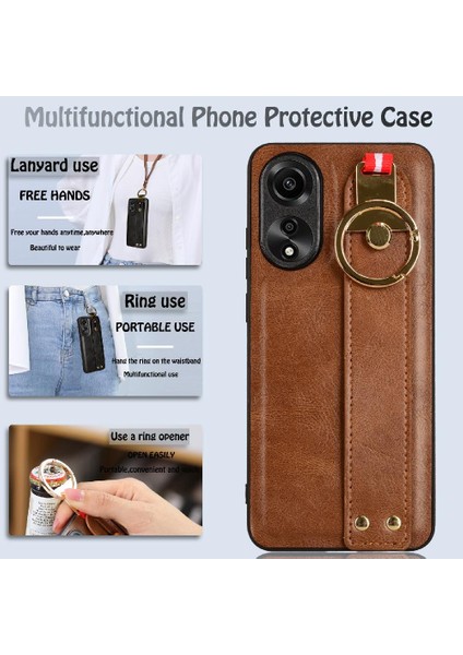 Oppo A78 4g Kolaylık Bilek Kayışı Premium Pu Deri Için Flip Case (Yurt Dışından) modelleri