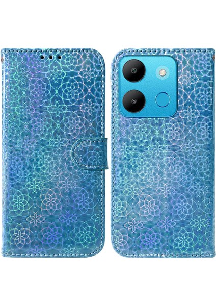 Infinix Akıllı 7 Kılıf ile Uyumlu Glitter Renkli Kart Yuvası Standı Pu (Yurt Dışından)