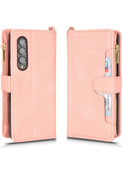 Samsung Galaxy Z Için Kılıf Fold 3 Kart Tutucu Manyetik Pu Deri Flip (Yurt Dışından)