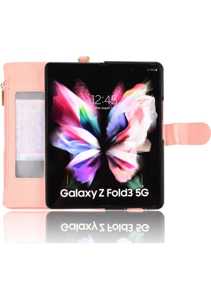 Samsung Galaxy Z Için Kılıf Fold 3 Kart Tutucu Manyetik Pu Deri Flip (Yurt Dışından)