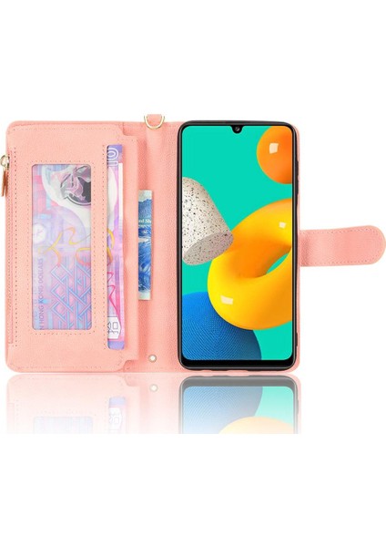 Samsung Galaxy M32 4g Için Kılıf Deri Kapak Fermuar Cüzdan Manyetik Pu (Yurt Dışından)