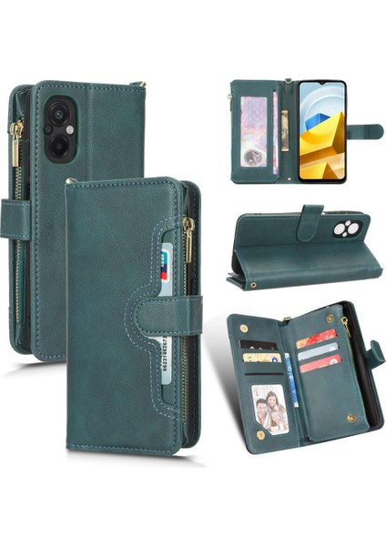 Xiaomi Poco M5 Kart Tutucu Deri Kapak Manyetik Pu Deri Flip Case (Yurt Dışından)