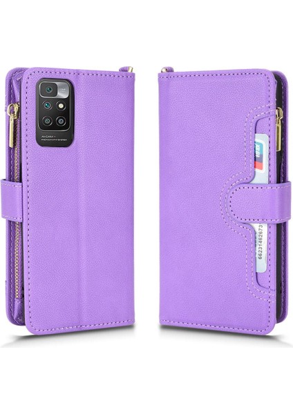 Xiaomi Redmi Için Kılıf 10 Manyetik Pu Deri Çevir Deri Kapak Kartı (Yurt Dışından)