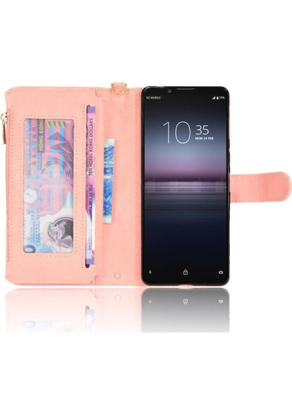 Sony Xperia 1 Xperia Için Kılıf Deri Kapak Manyetik Pu Deri Flip Fermuar (Yurt Dışından)