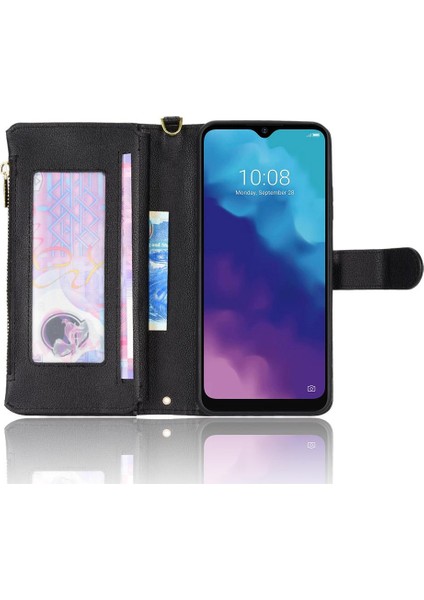 Zte Blade V30 Vita Manyetik Pu Deri Flip Kart Tutucu Fermuar (Yurt Dışından)