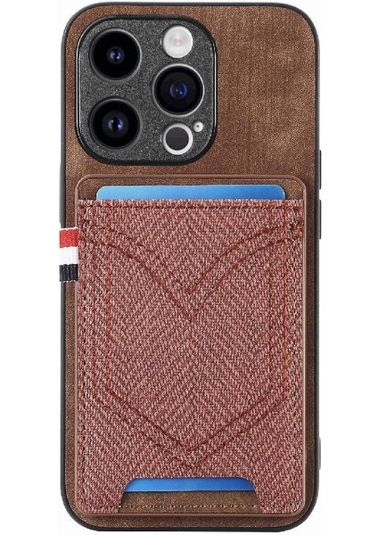 IPhone 15 Için Kılıf Pro Crad Yuvası Manyetik Araç Montaj Kot Cep Tasarımı (Yurt Dışından)