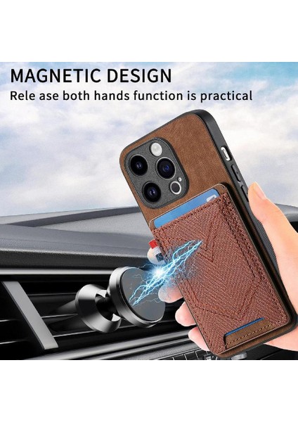 IPhone 15 Için Kılıf Pro Crad Yuvası Manyetik Araç Montaj Kot Cep Tasarımı (Yurt Dışından)