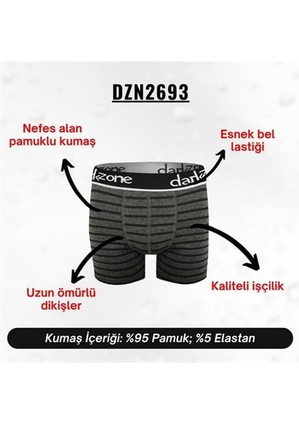 Şerit Desenli Antrasit Erkek Boxer - DZN2693