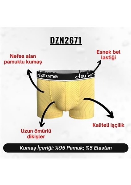 Desenli Sarı Erkek Boxer - DZN2671