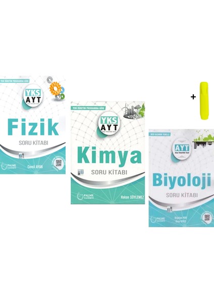 AYT Fizik Soru Kitabı - Kimya Soru Kitabı - Biyoloji Soru Kitabı 3'lü Set + Fosforlu Kalem