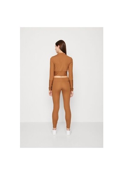 Sportswear Ribbed Sports Utility With Pockets Kadın Tayt