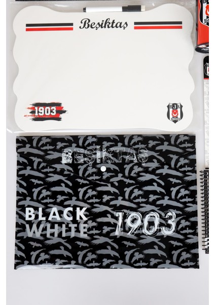 Yeni Sezon Lisanslı Beşiktaş Çıtçıt Dosya Bloknot Yazı Tahtası Kumbara Uçlu Kalem ve Uç Seti