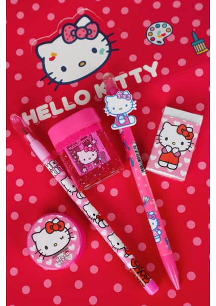 Hello Kitty Yeni Sezon Lisanslı Hello Kıtty Versatil Uçlu Kalem 0.7 Mm 2 Adet Kalemtraş geçmeli Kurşun Kalem ve Silgi Seti