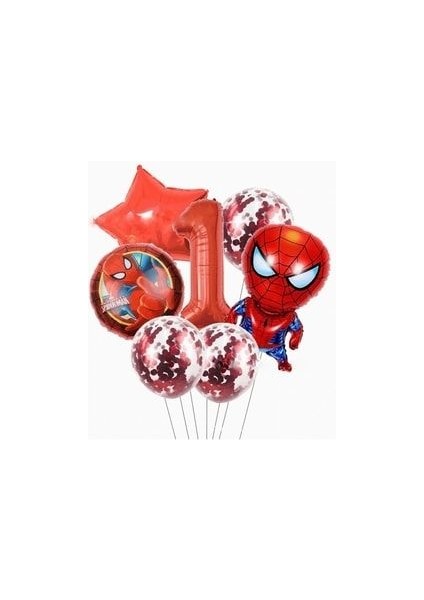 Örümcek Adam Balon Seti Rakam Balon Pullu Şeffaf Balon Spiderman Balon