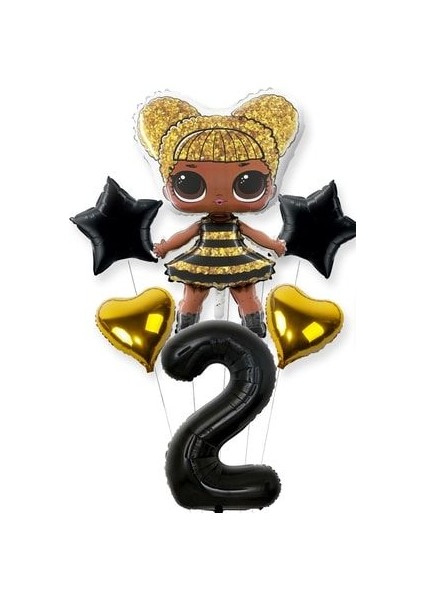 Lisanslı Queen Bee Lol Bebek Balon Siyah Rakam Balon Seti Lol Surprise Siyah Rakam Balon