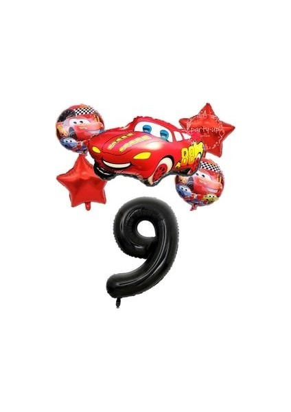 Şimşek Mcqueen Arabalar Cars Temalı Rakam Balonlu 6'lı Set