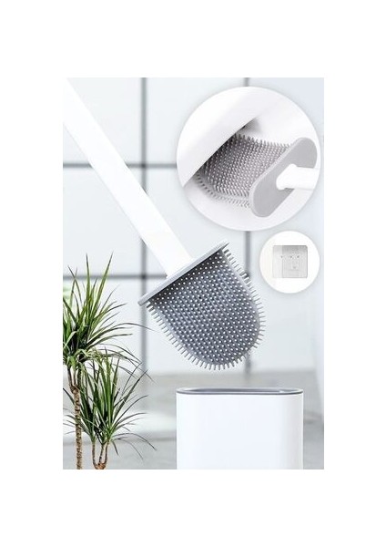 Beyaz Silikon Tuvalet Fırçası Bükülebilir Silikon Wc Klozet Fırçası