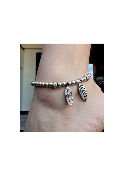 Yaprak Modelli Halhal Yeni Model Antik Gümüş Kaplama Vintage modelleri