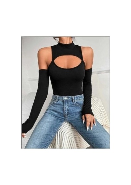 Kadın Balıkçı Cutout Omuz Detay Göğüs Dekolteli Uzun Kollu Bluz fiyatları