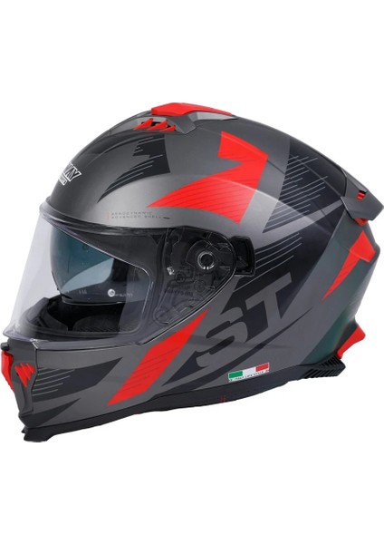 Sw 865 St Grey Red Kask Full Face Motosiklet Kaskı - L