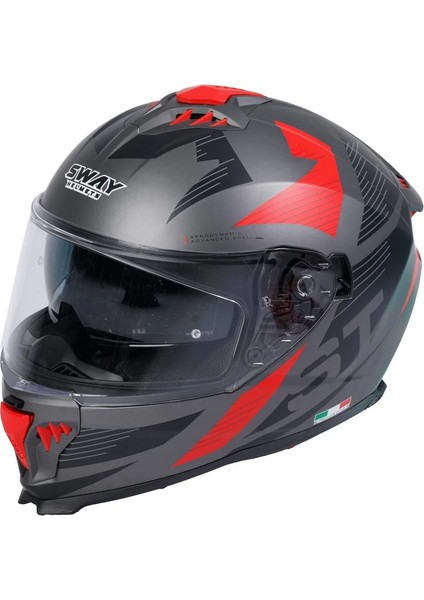 Sw 865 St Grey Red Kask Full Face Motosiklet Kaskı - L
