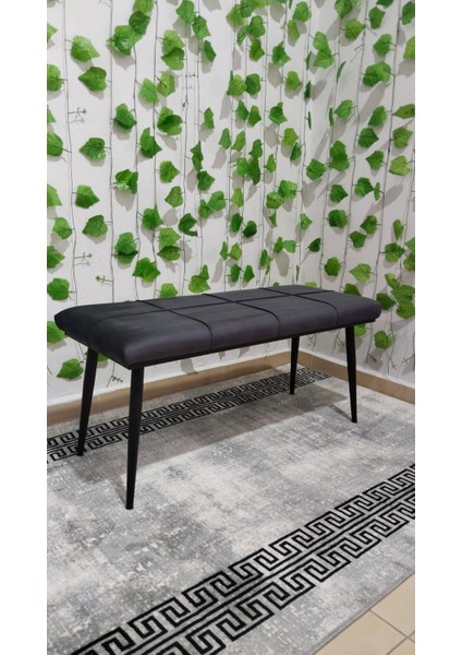 Siyah Metal Ayaklı Metal Kasalı Bench Mutfak Salon Antre Yatak Odası Balkon Puf Bank
